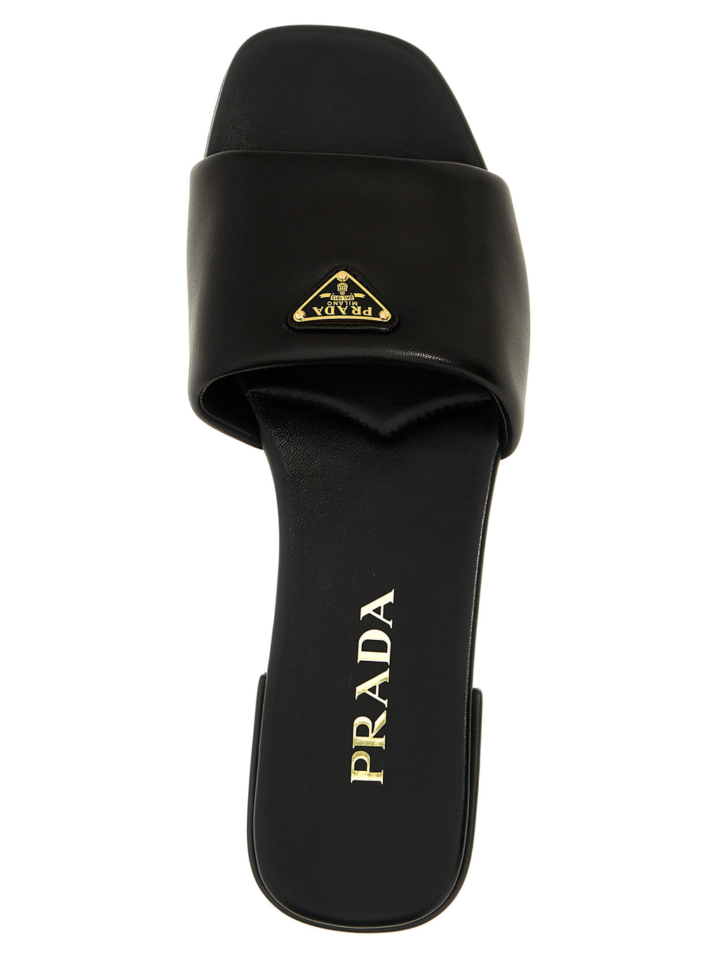 Prada Black Leather Slides