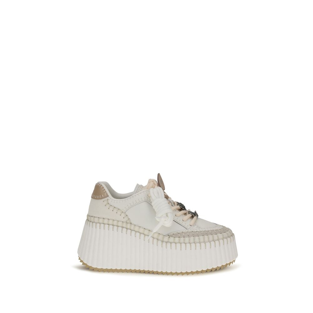 Chloé White Leather Platform Sneakers