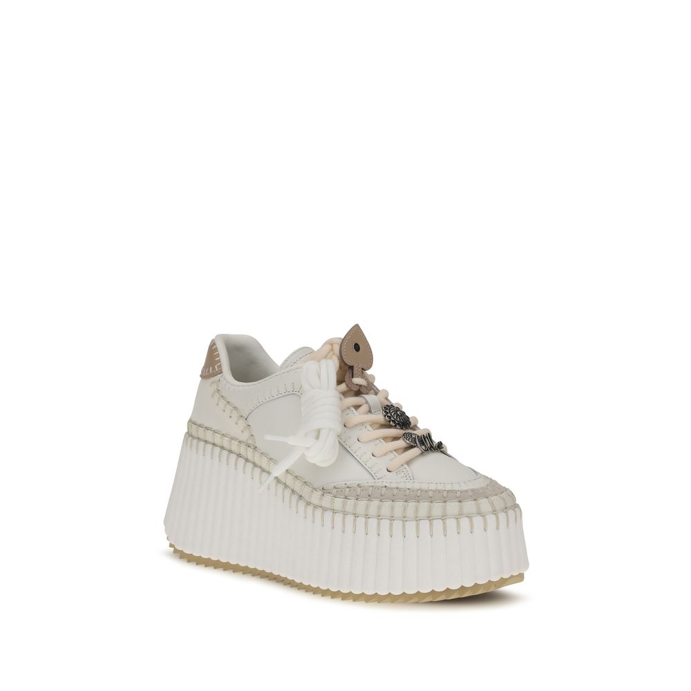 Chloé White Leather Platform Sneakers