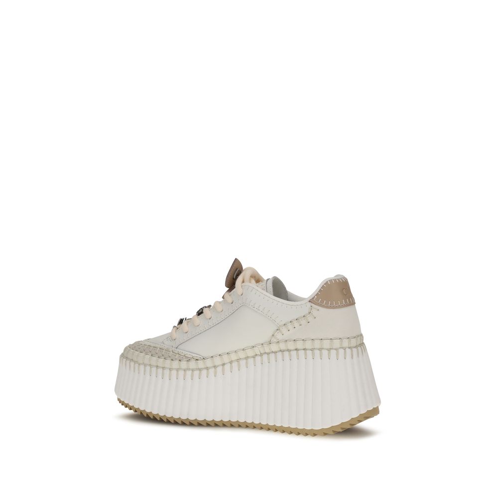 Chloé White Leather Platform Sneakers