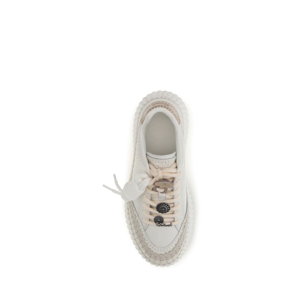 Chloé White Leather Platform Sneakers