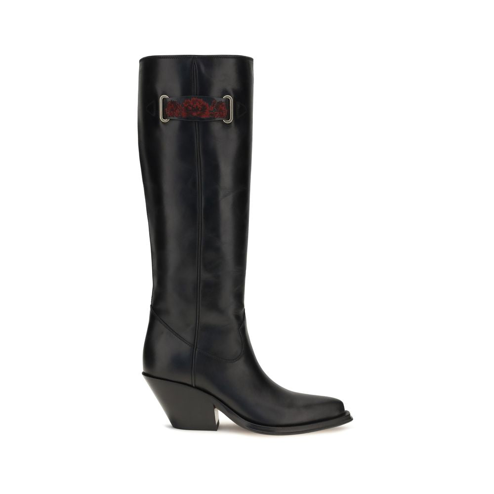 Chloé Black Leather  Over The Knee