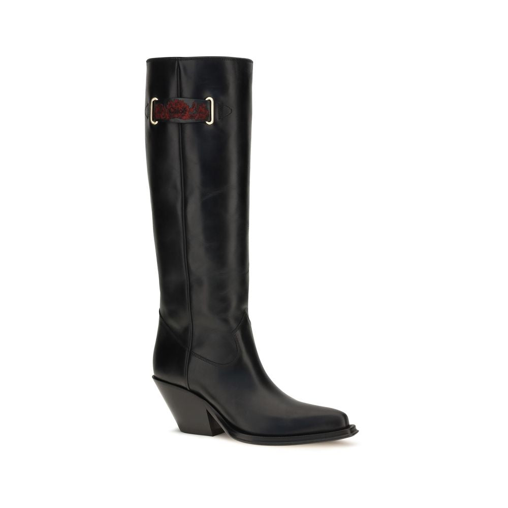 Chloé Black Leather  Over The Knee