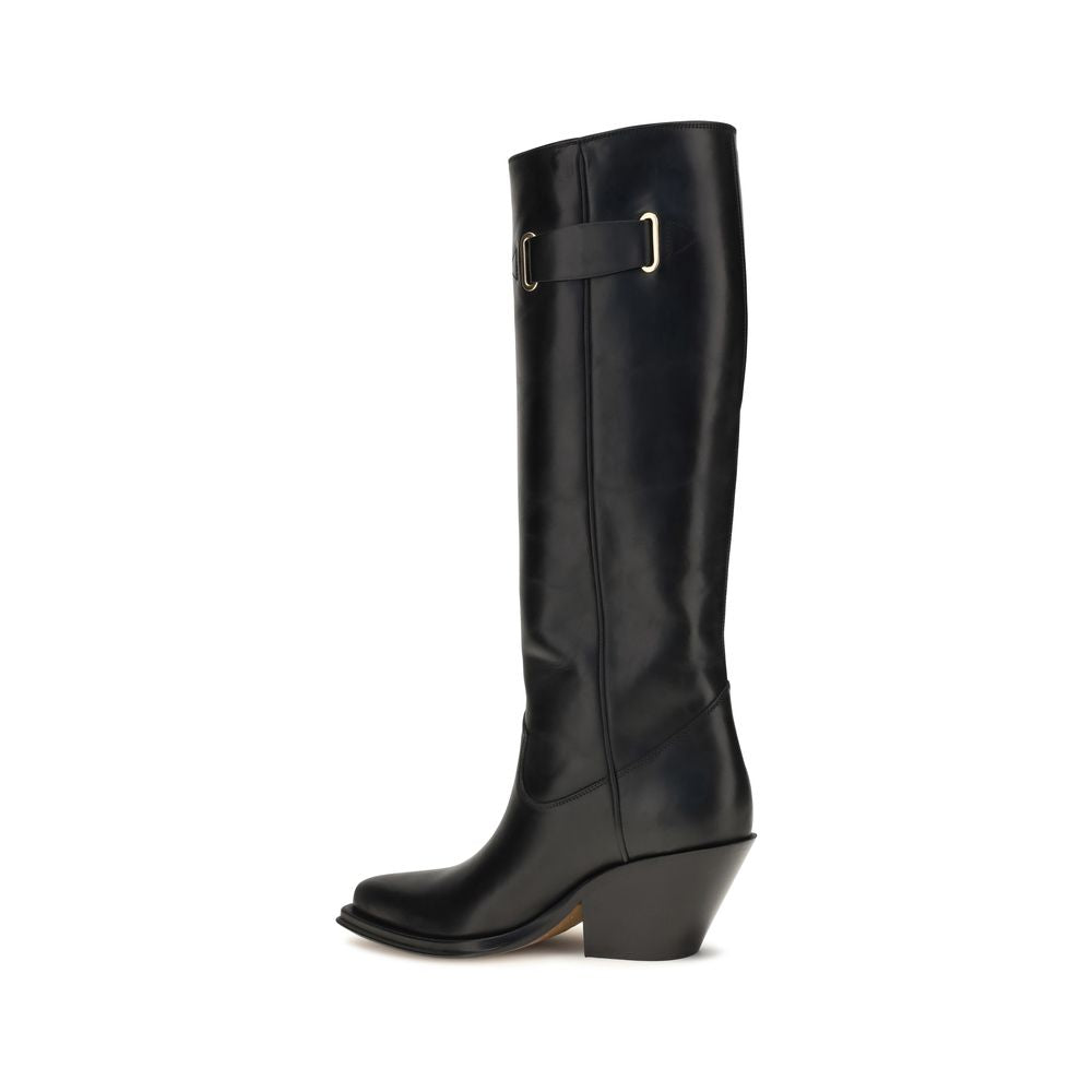 Chloé Black Leather  Over The Knee