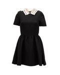 Valentino Garavani Black Mini Dress with Embellished Collar
