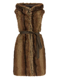 PINKO Brown Faux Fur Sleeveless Jacket