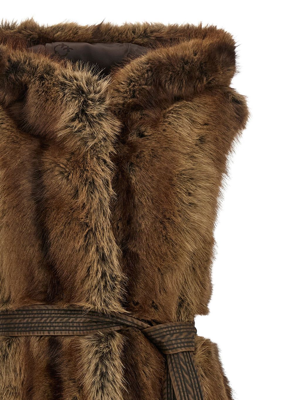 PINKO Brown Faux Fur Sleeveless Jacket