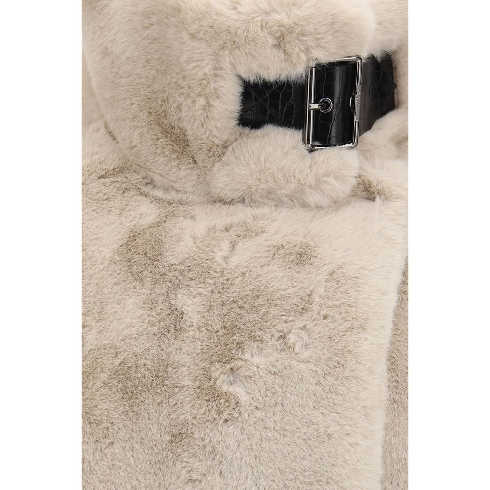 PINKO Beige Faux Fur Jacket