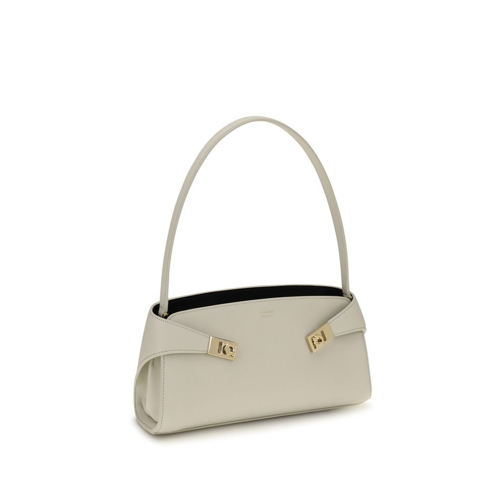 Ferragamo Hug East-West Ivory Shoulder Bag