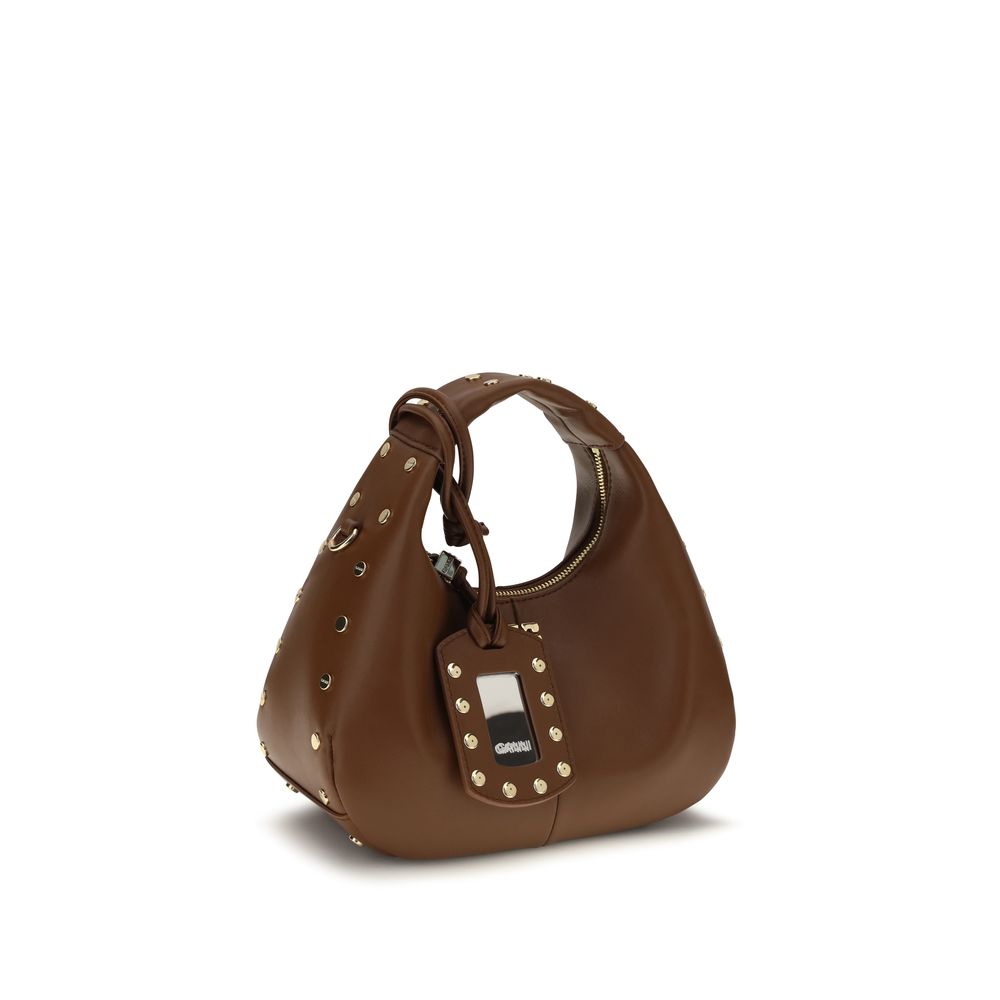 Ganni Studded Brown Mini Hobo Handbag