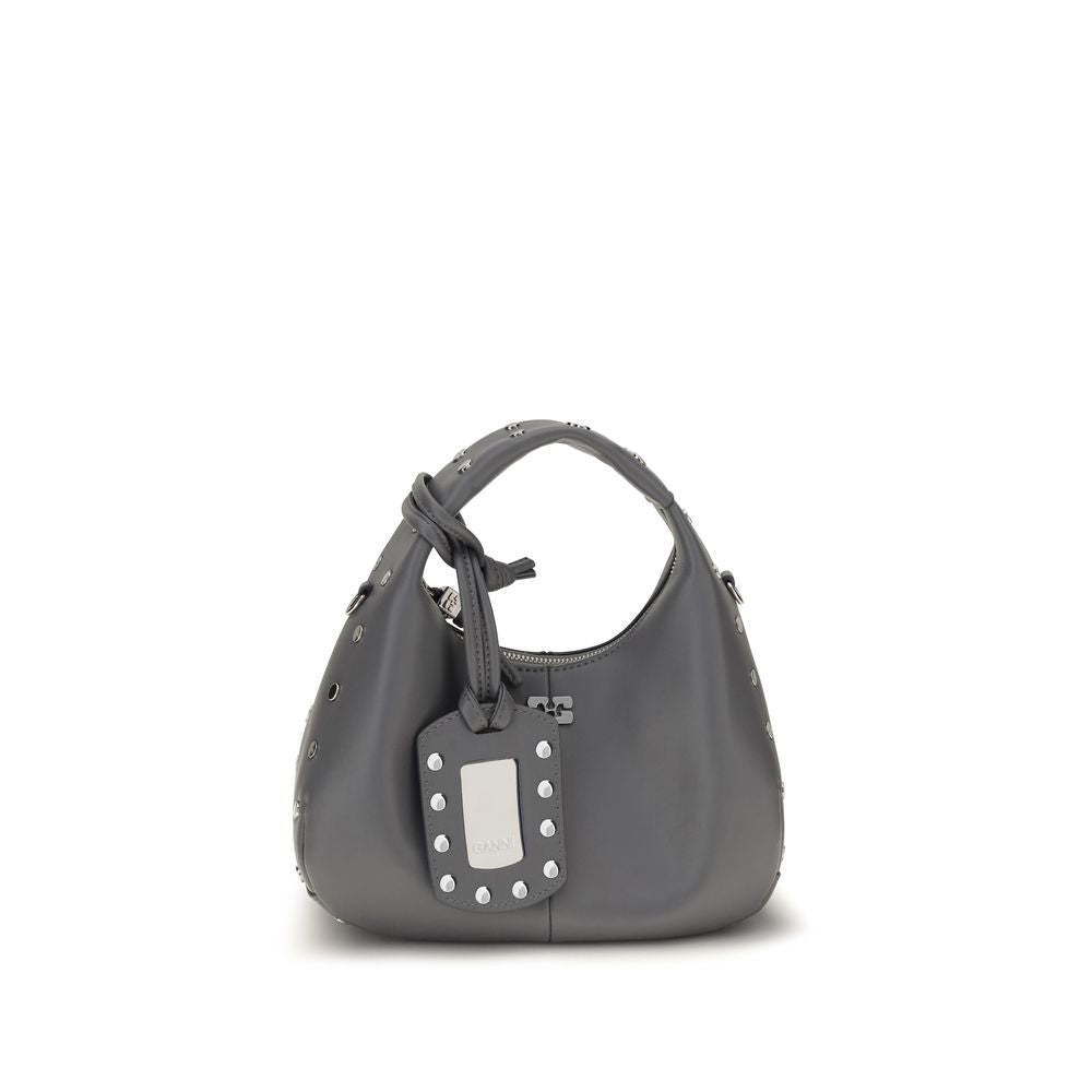 Ganni Studded Gray Mini Hobo Handbag