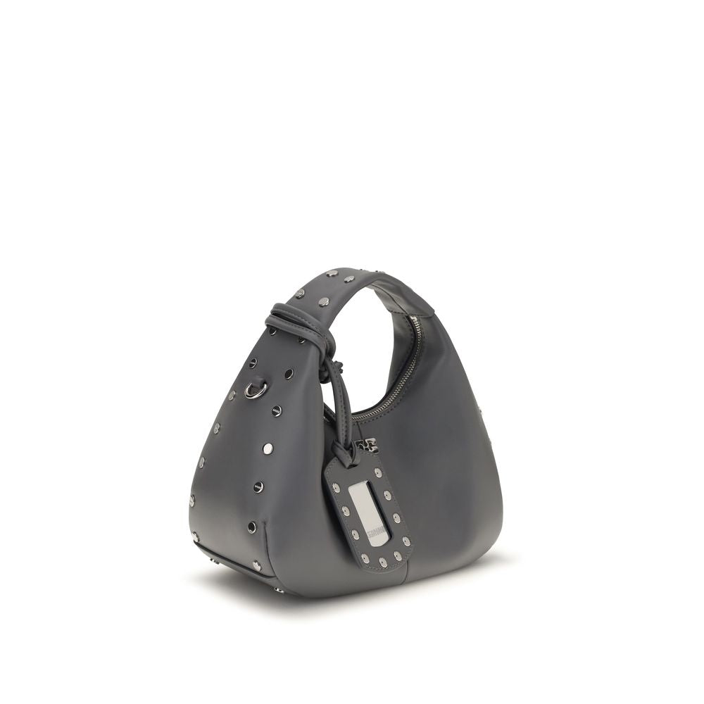 Ganni Studded Gray Mini Hobo Handbag