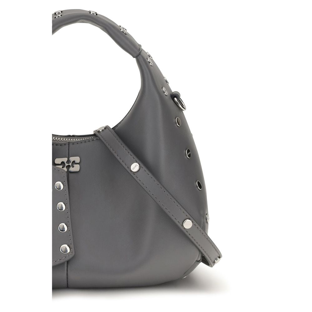 Ganni Studded Gray Mini Hobo Handbag