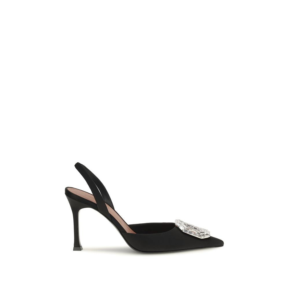 Amina Muaddi Camelia Crystal-Embellished Slingback Pumps