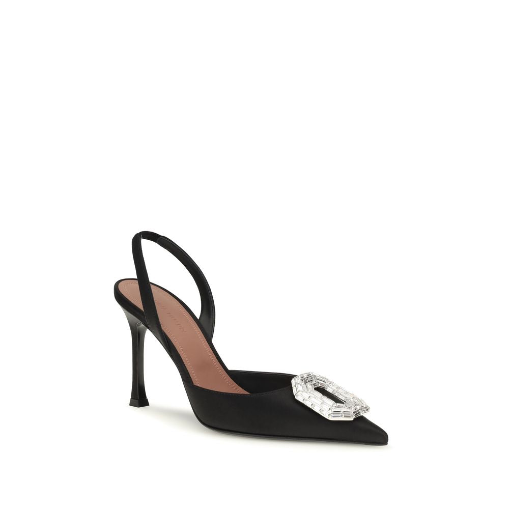 Amina Muaddi Camelia Crystal-Embellished Slingback Pumps
