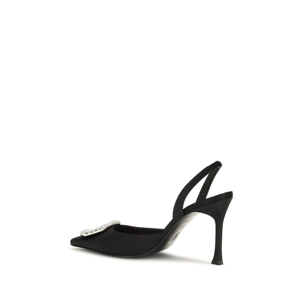 Amina Muaddi Camelia Crystal-Embellished Slingback Pumps