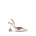 Amina Muaddi Holli Mirror-Finish Slingback Pumps