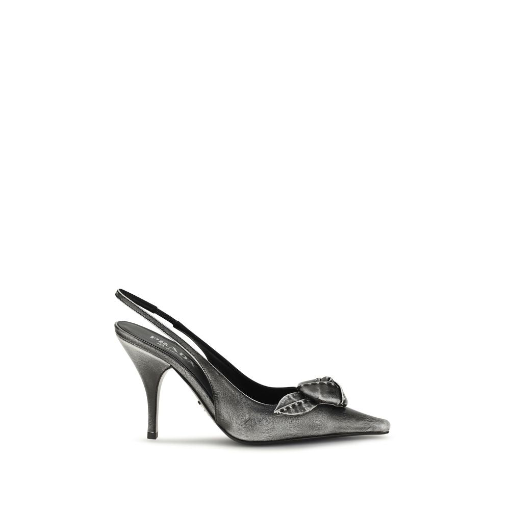 Prada Floral-Appliqué Slingback Pumps
