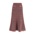 Self-Portrait Check Knit Midi Skirt