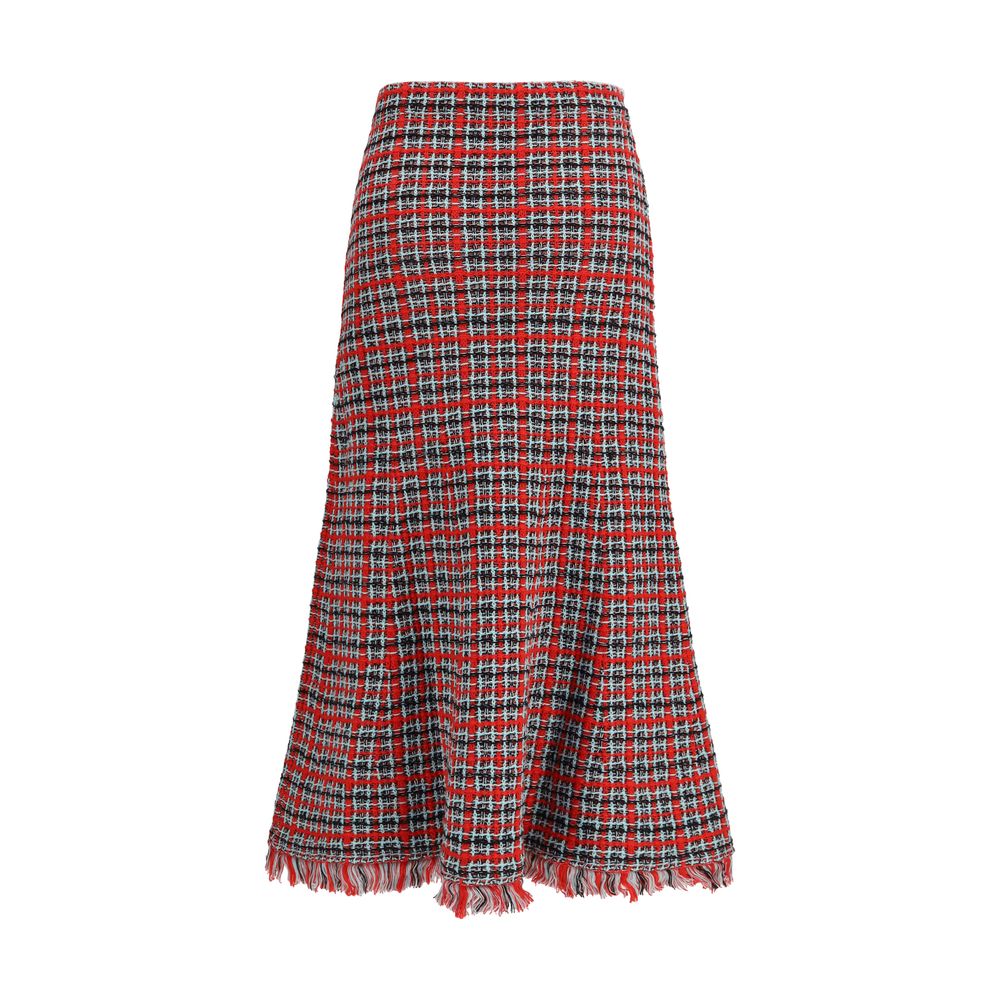 Self-Portrait Check Knit Midi Skirt