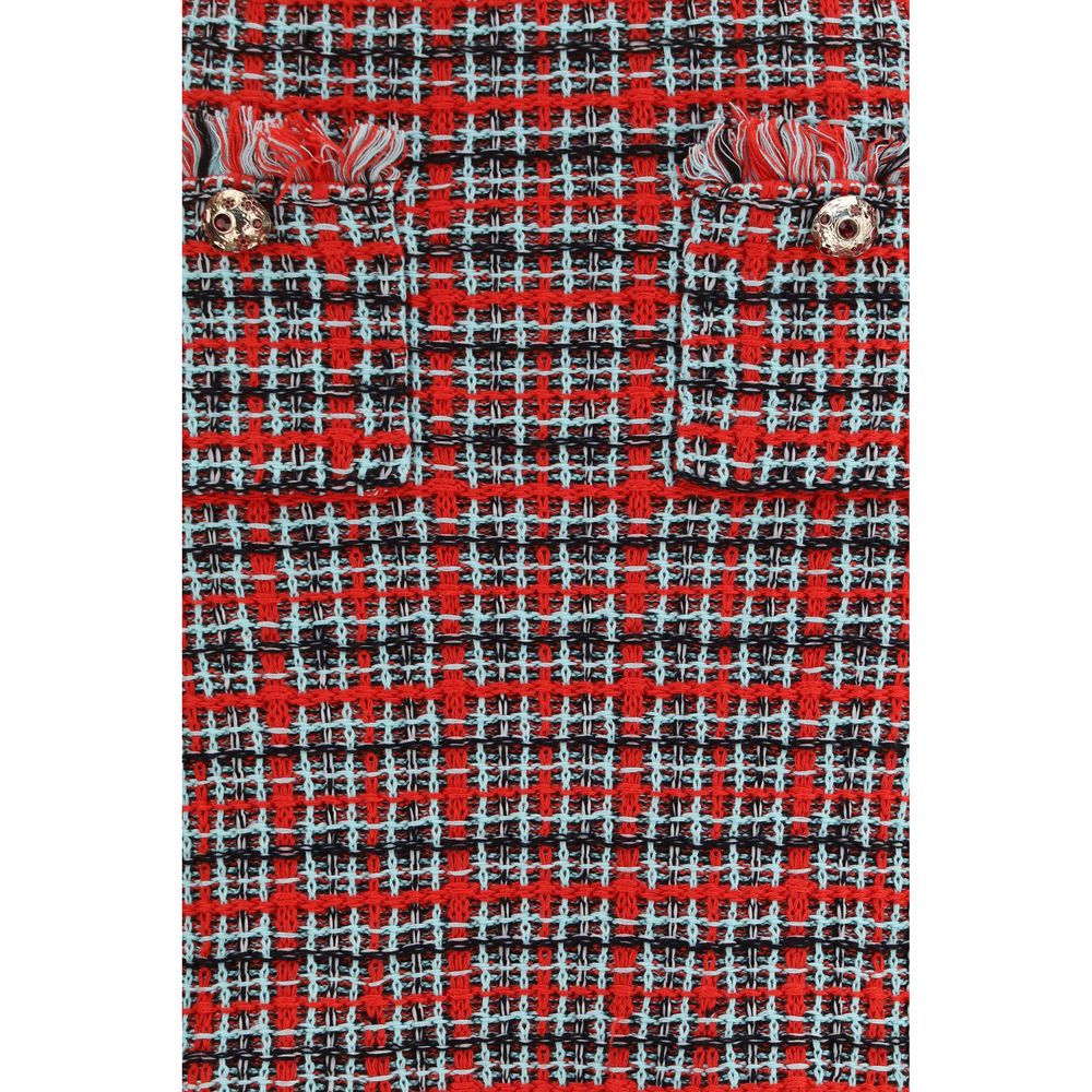 Self-Portrait Check Knit Midi Skirt