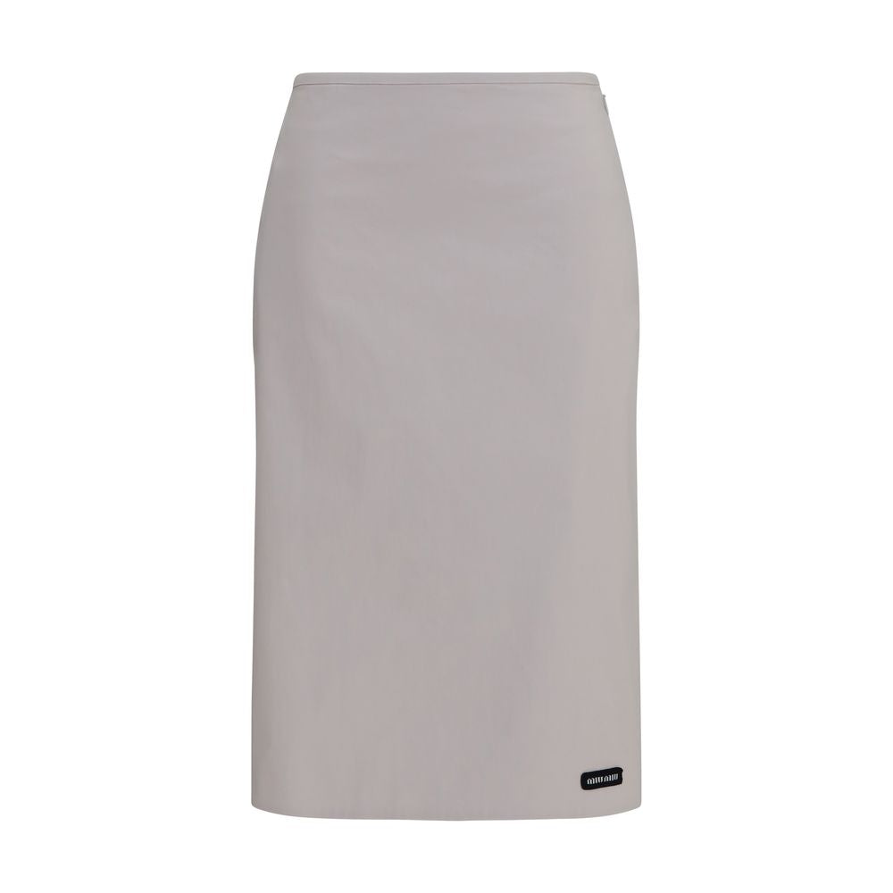 Miu Miu Rear Slit Gray Midi Skirt