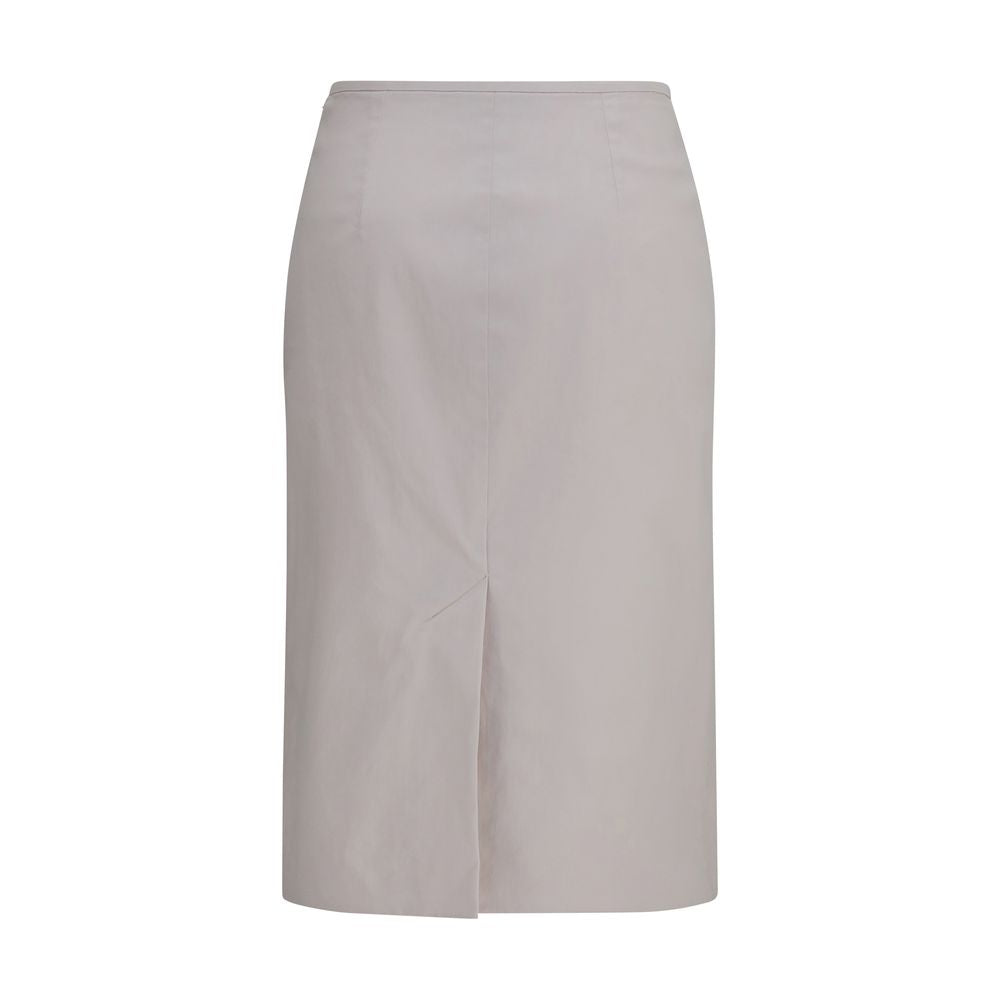 Miu Miu Rear Slit Gray Midi Skirt