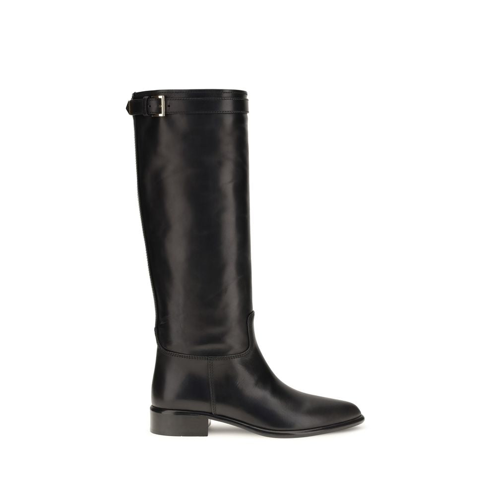 Prada Buckle Logo Knee-High Boots