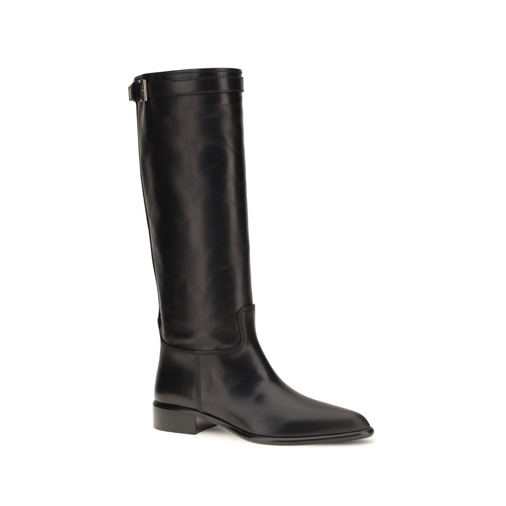 Prada Buckle Logo Knee-High Boots
