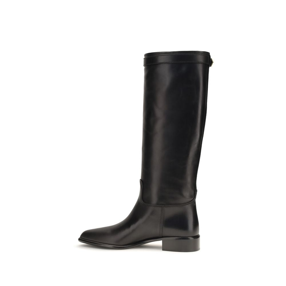 Prada Buckle Logo Knee-High Boots