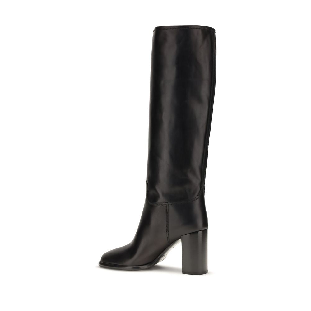 Prada Logo Block-Heel Knee-High Boots