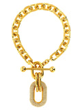 Paco Rabanne Crystal Oval Pendant Chain Necklace
