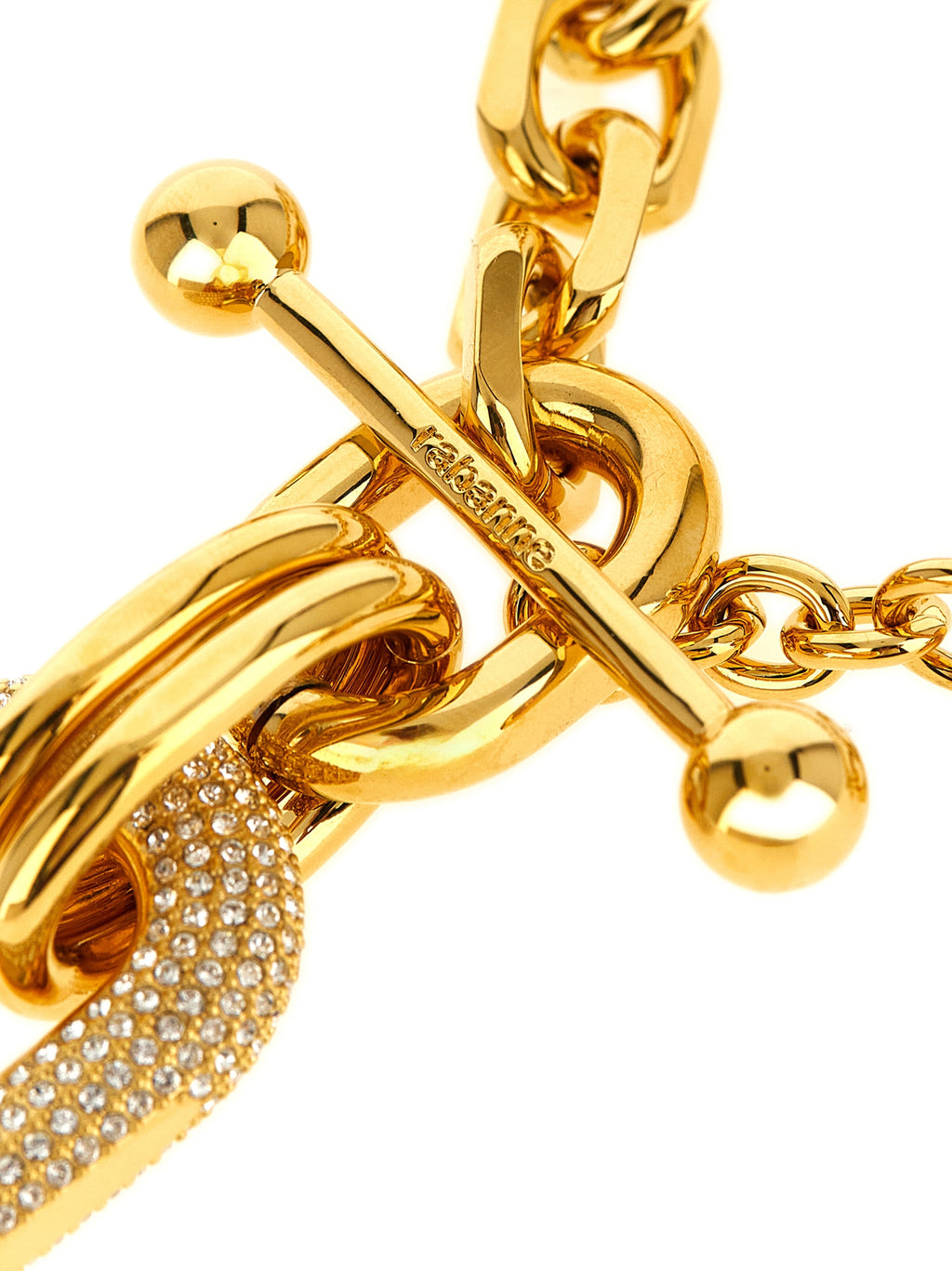 Paco Rabanne Crystal Oval Pendant Chain Necklace