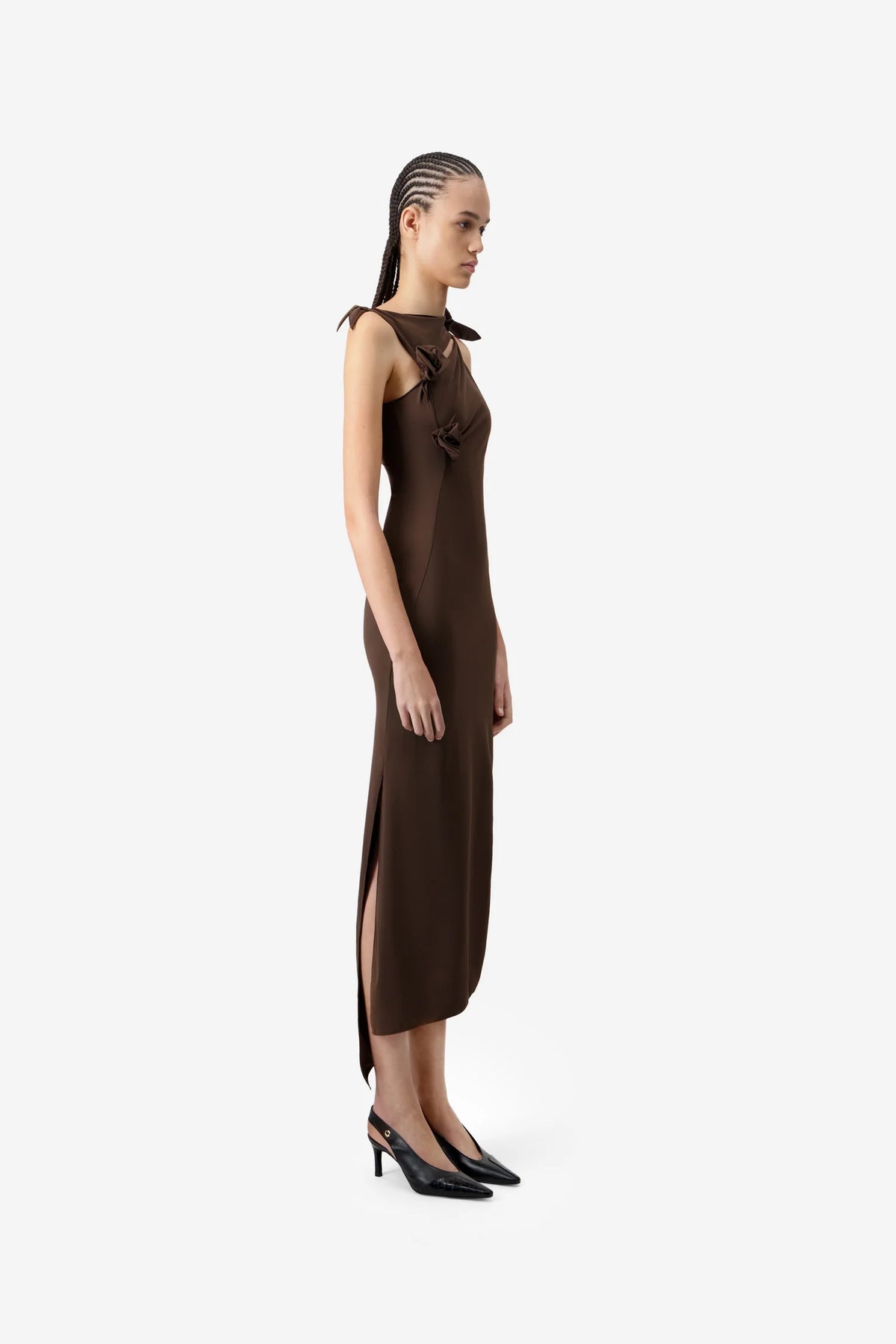 Coperni Brown Asymmetric Long Dress