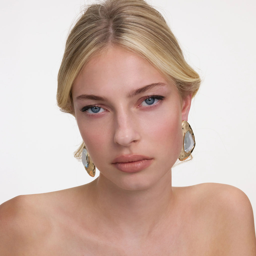 Self-Portrait Hammered Crystal Earrings