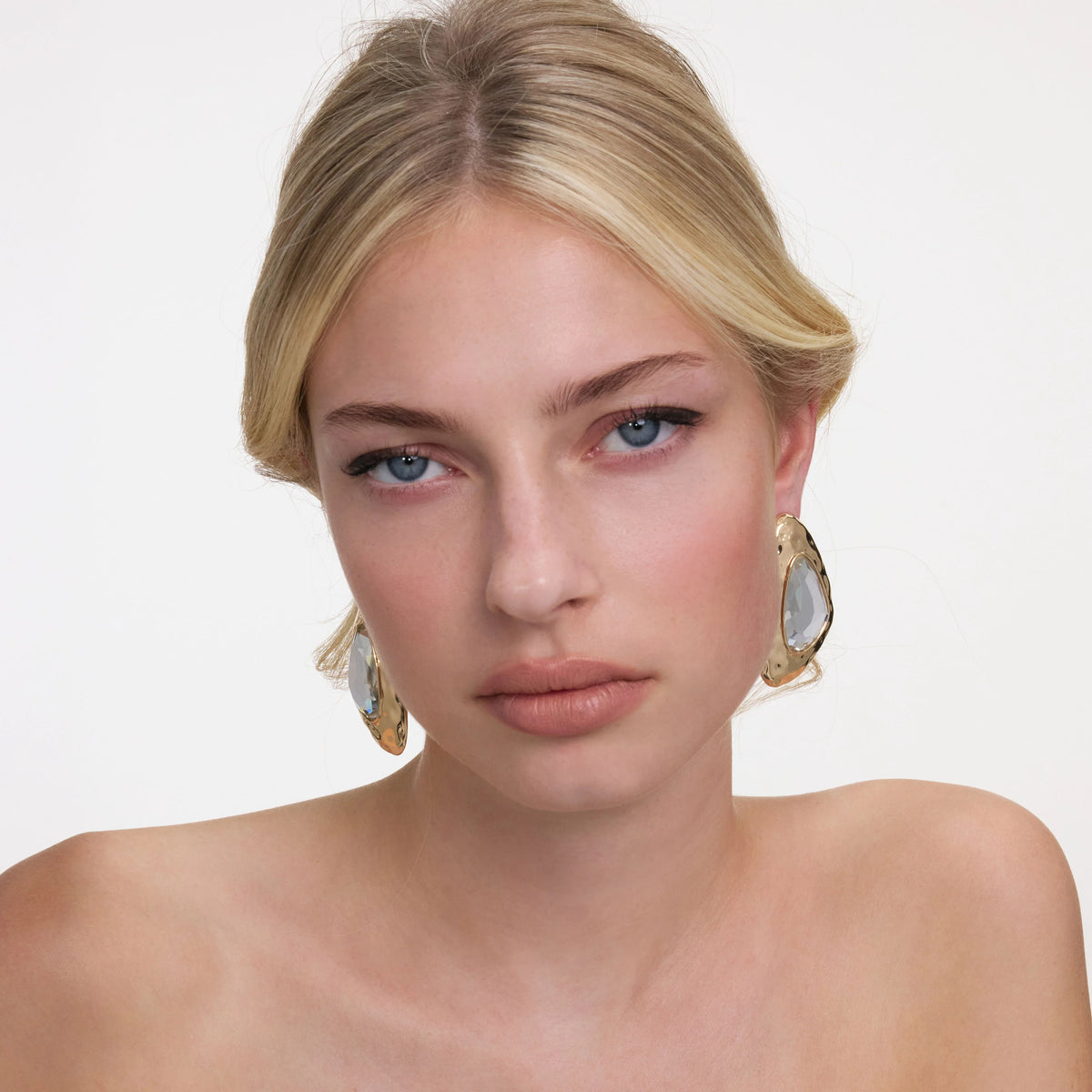 Self-Portrait Hammered Crystal Earrings