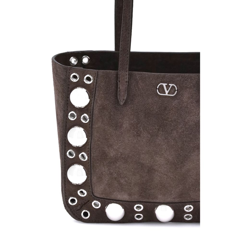 Valentino Garavani Brown Calf Leather Bos Taurus Shoulder Bag