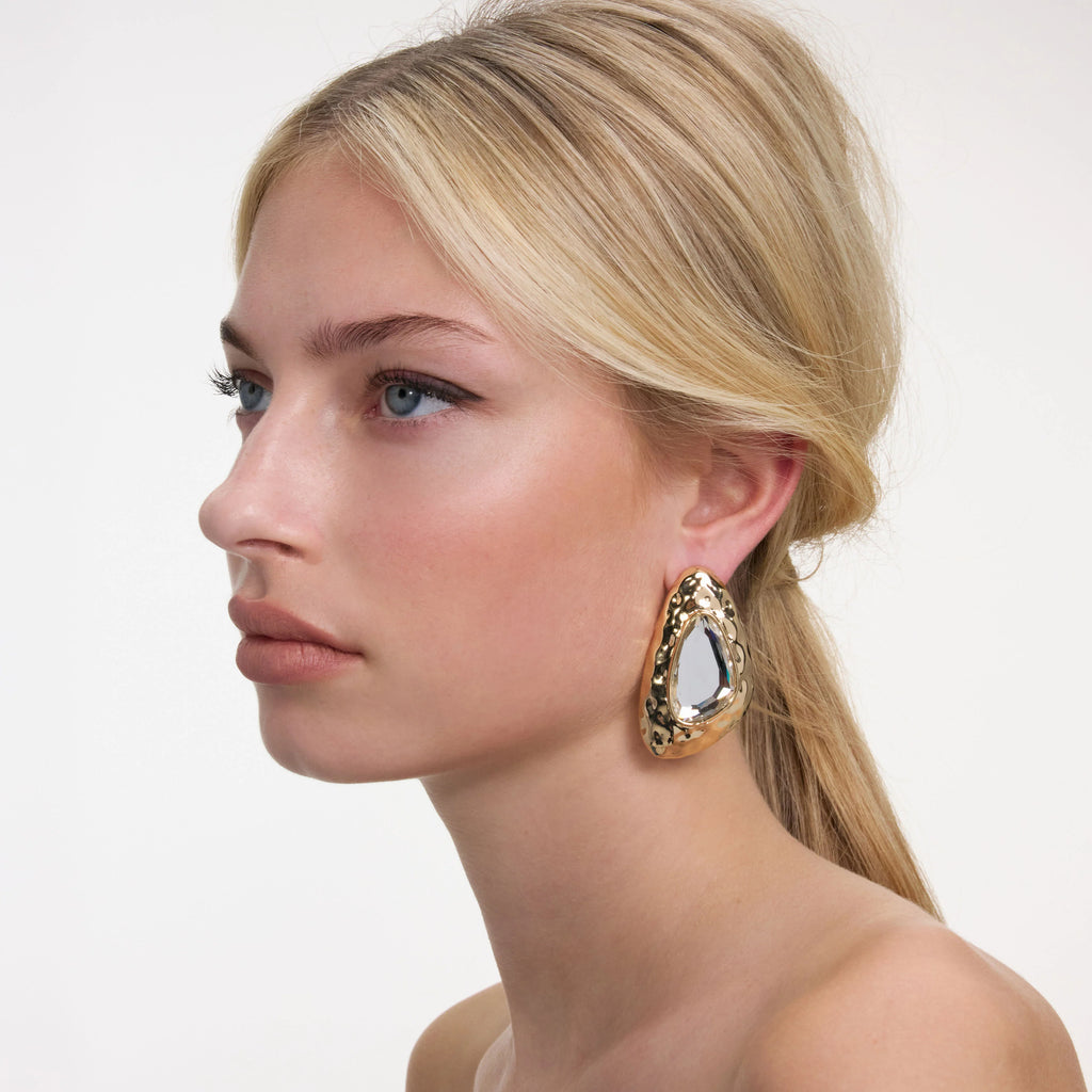 Self-Portrait Hammered Crystal Earrings