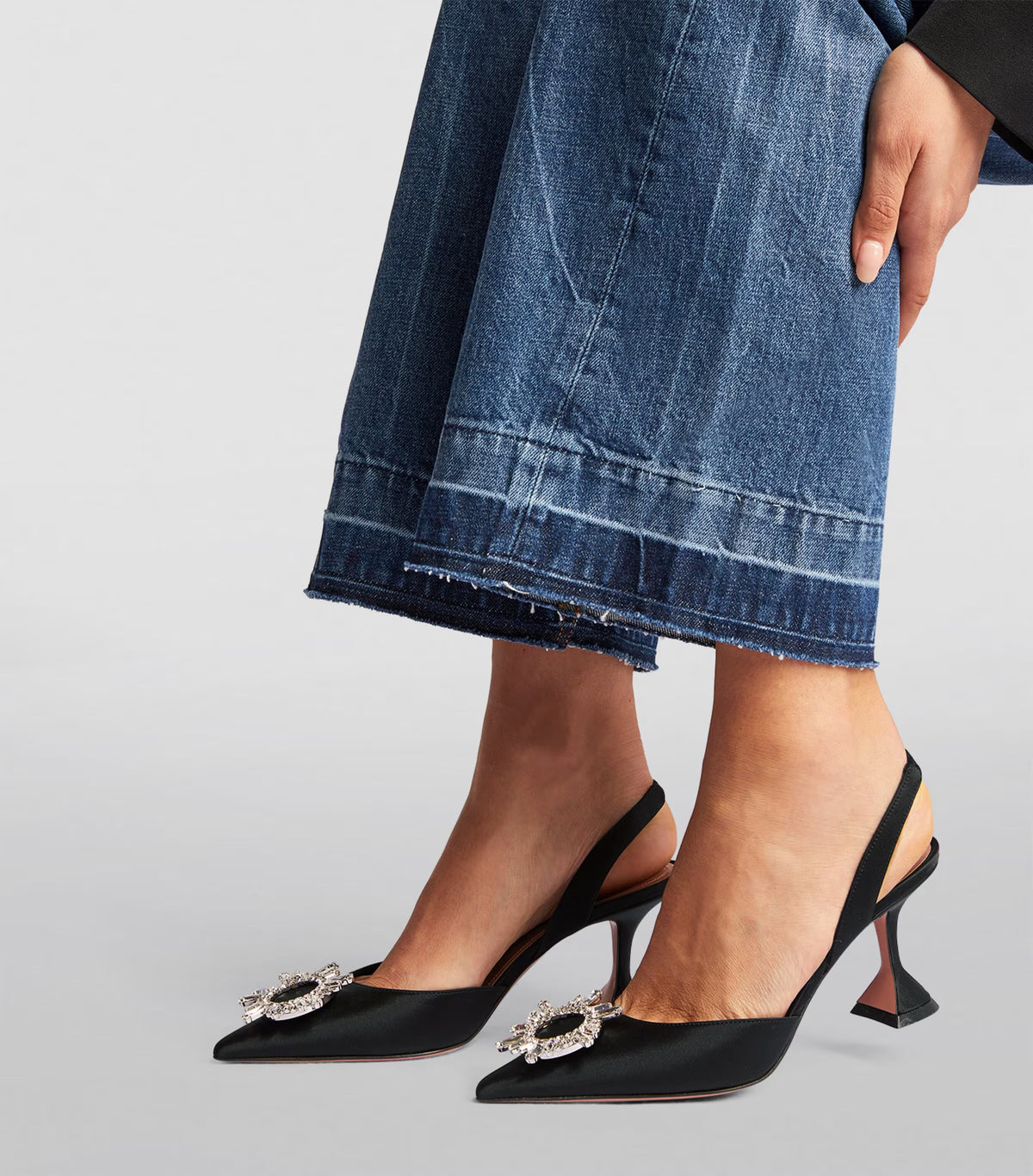 Amina Muaddi Begum Crystal-Embellished Slingback Pumps