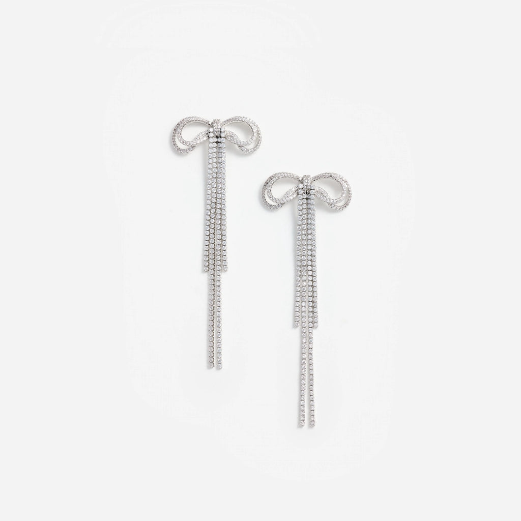 Self-Portrait Double Crystal Bow Earrings