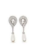 Alessandra Rich Crystal Earrings with Pearl Pendants