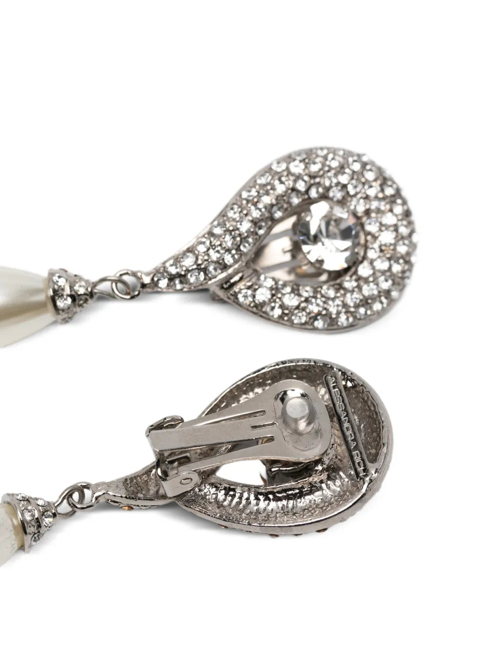Alessandra Rich Crystal Earrings with Pearl Pendants