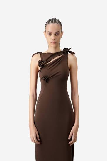 Coperni Brown Asymmetric Long Dress