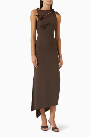 Coperni Brown Asymmetric Long Dress