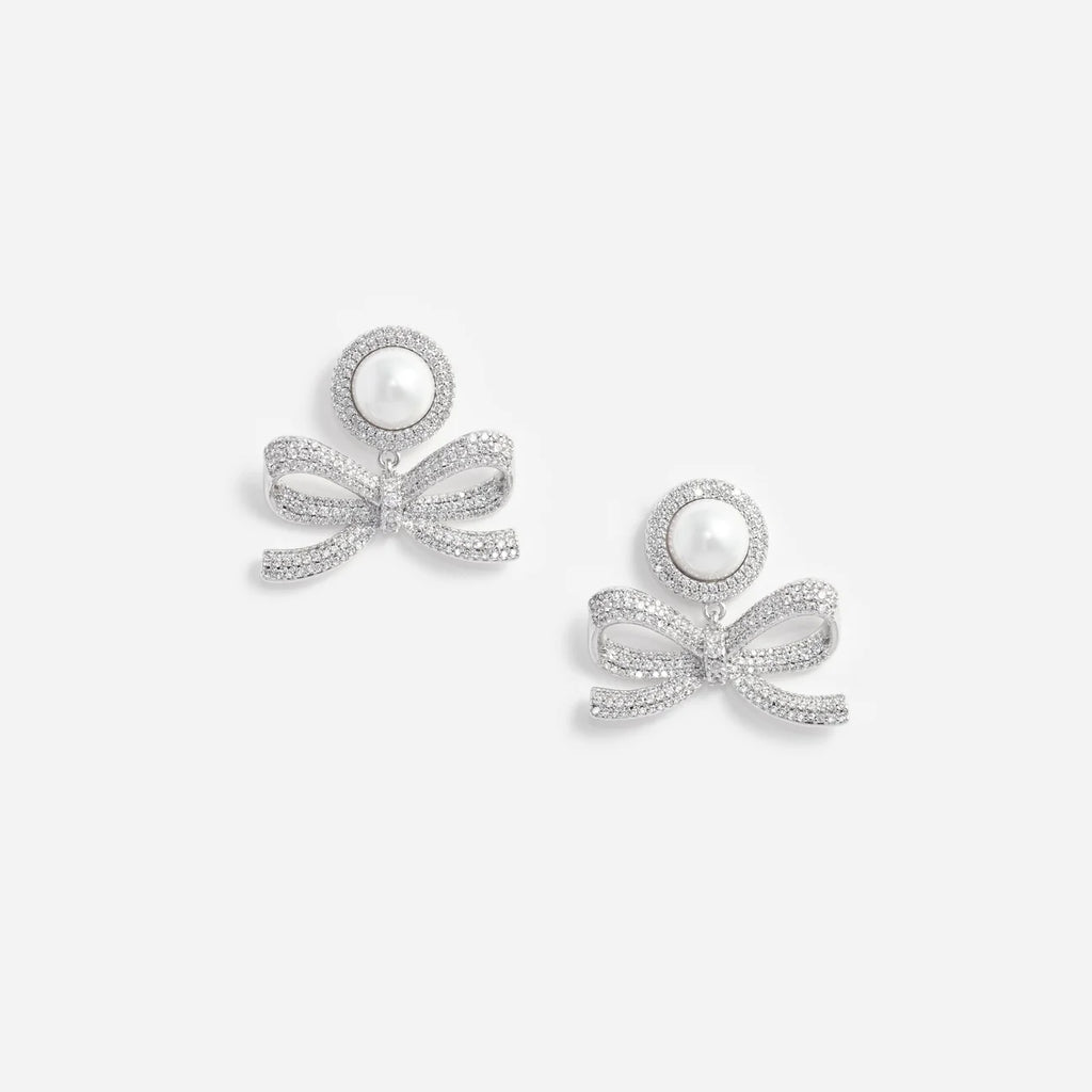 Self-Portrait Pearl Bow Drop Earrings