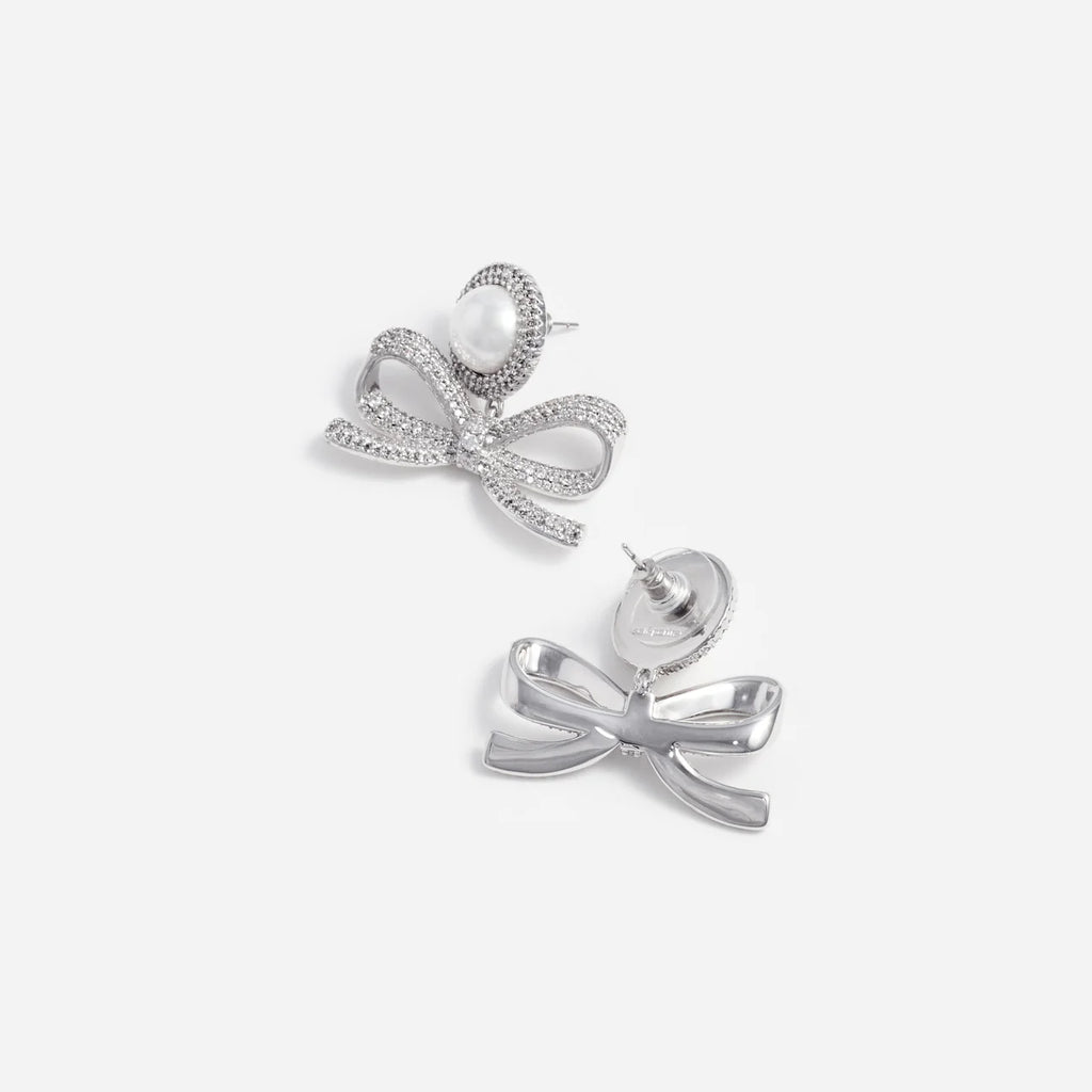 Self-Portrait Pearl Bow Drop Earrings