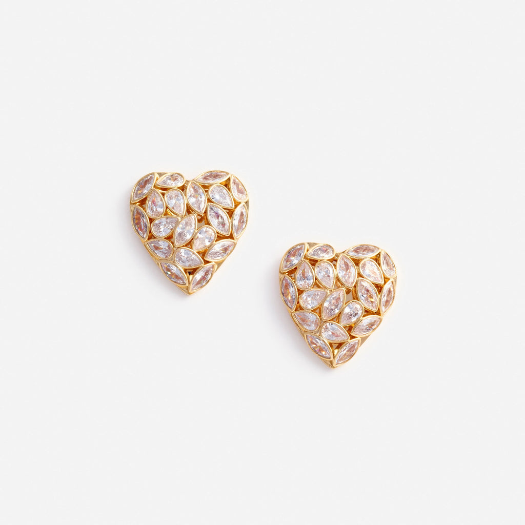 Self-Portrait Embellished Heart Earrings