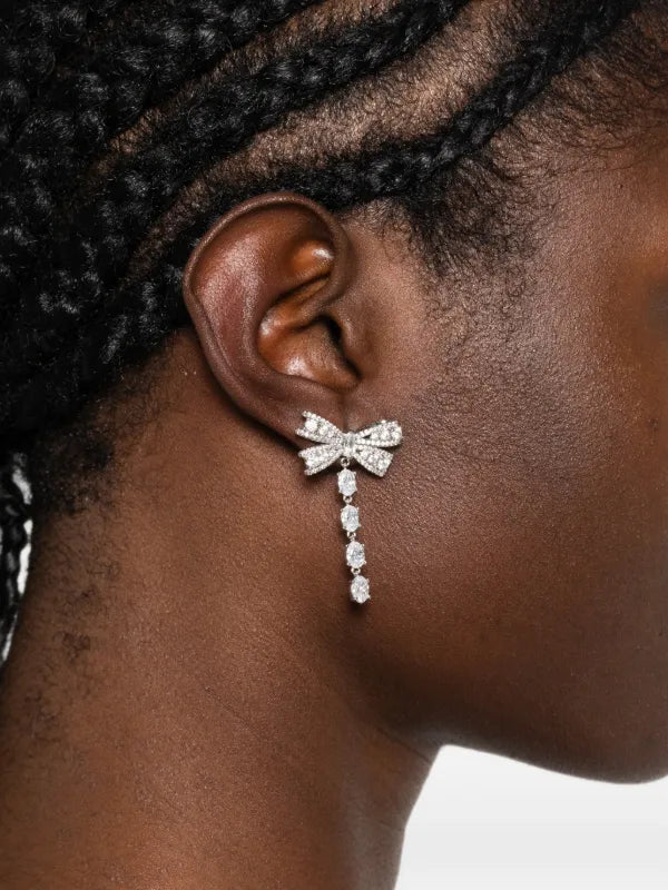 Self-Portrait Crystal Bow Drop Earrings