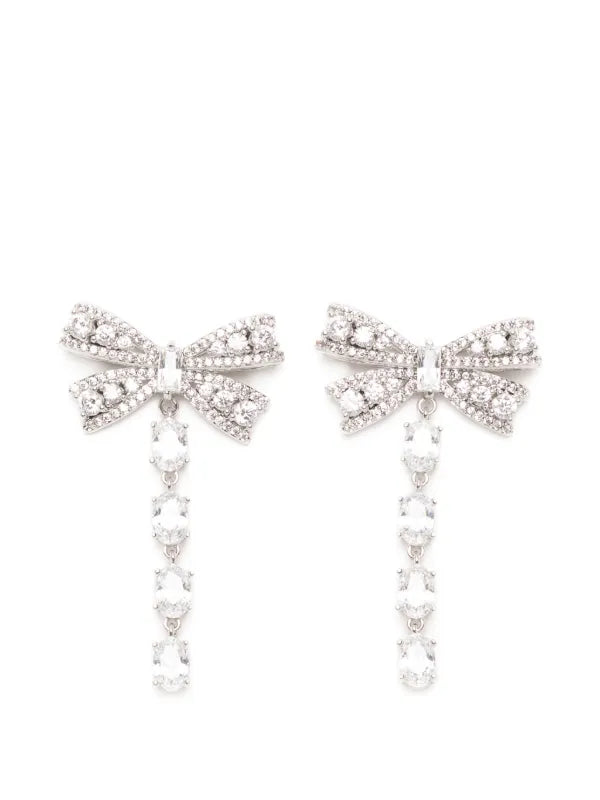 Self-Portrait Crystal Bow Drop Earrings