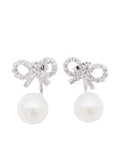 Self-Portrait Crystal Bow Earrings with Pearl